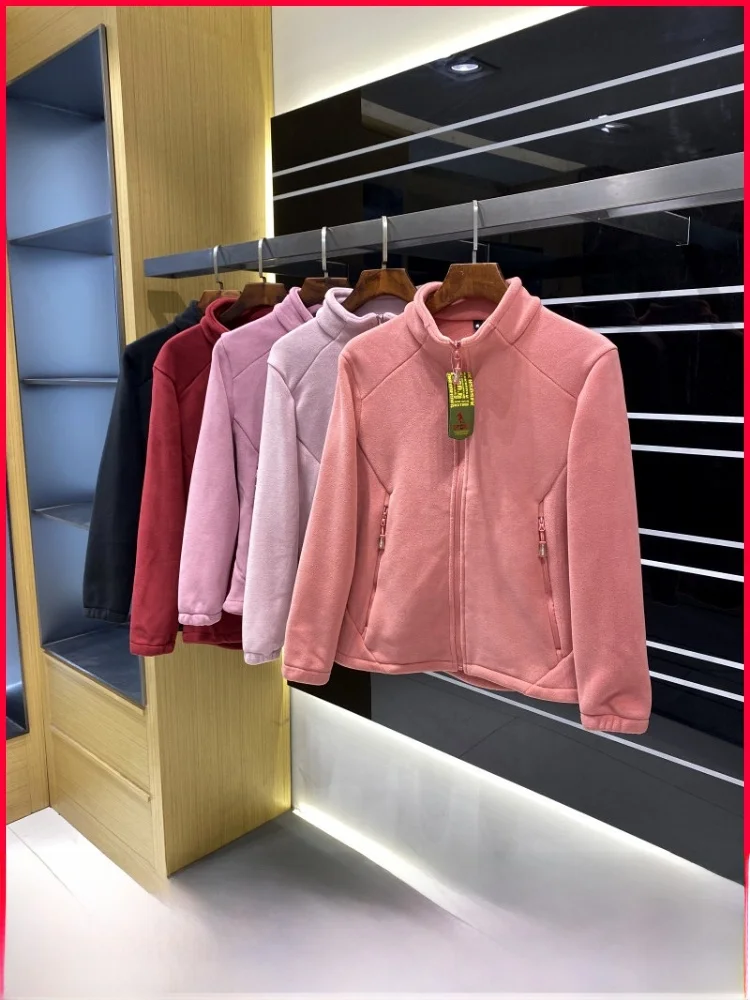 

Warm Fce Lined Stand Collar Casual Outdoor Jaet for Couples Comfortable All Match Autumn Winter Polyester Fiber Zipper C...