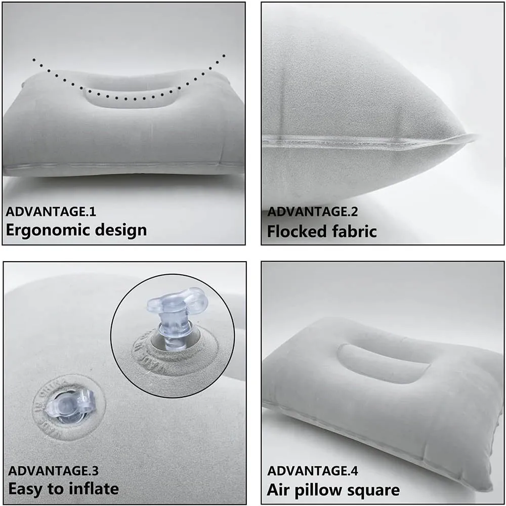 وسادة سفر قابلة للنفخ وسادة هوائية محمولة للتخييم والمشي لمسافات طويلة والمكتب المنزلي والقيلولة والنوم والرقبة والخصر ودعم قطني #3