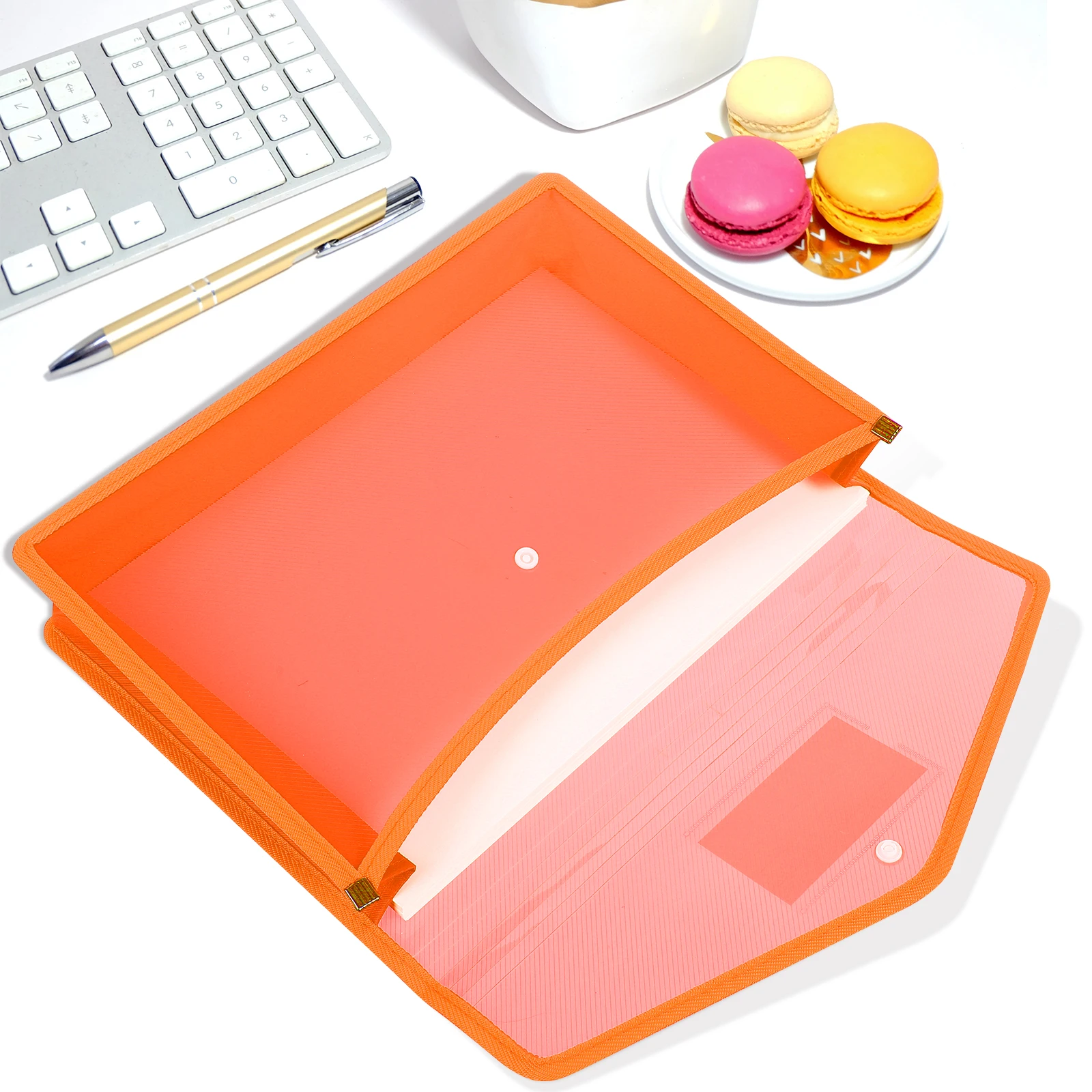 

5Pcs Transparent File Bags Snap Closure Plastic Wallet Folders Color-Coded Document Holder for Office School Use Clear Folder