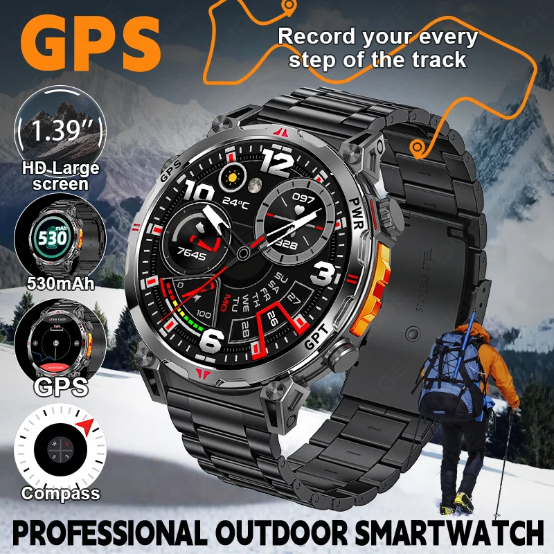 

LIGE Новые GPS Смарт-часы для мужчин 530 мАч Большая батарея Открытый Компас Спорт Фитнес Bluetooth Вызов Мужские умные часы для Android ios