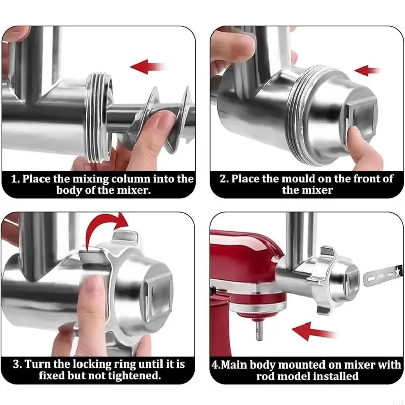 U0DEステンレス鋼肉グラインダーアタッチメントミキサーペストリーアタッチメントメタルテクスチャ