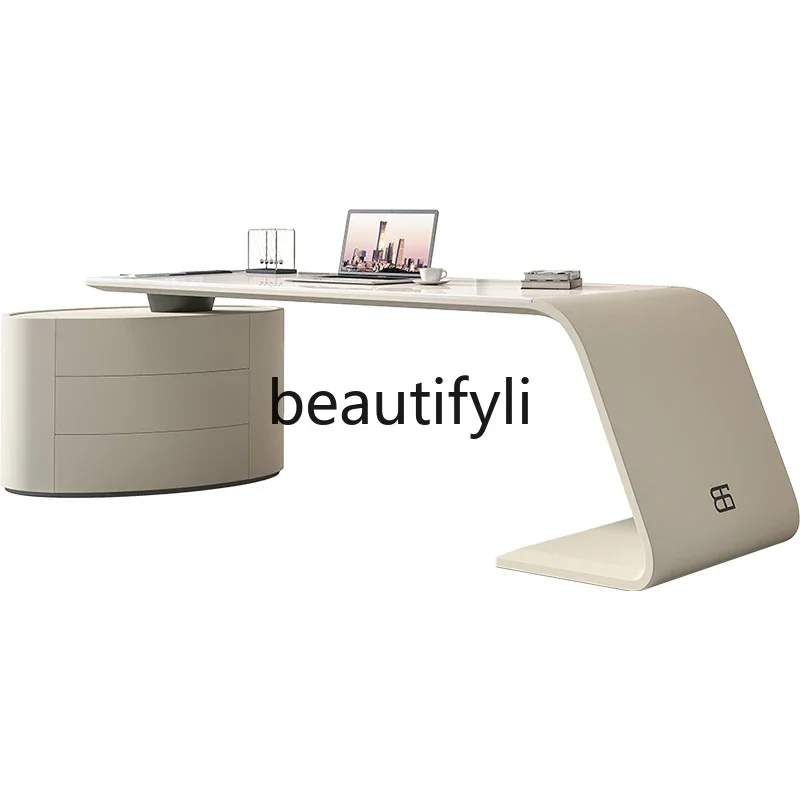 

Modern simple rock slab desk household light luxury writing desk designer office computer desk