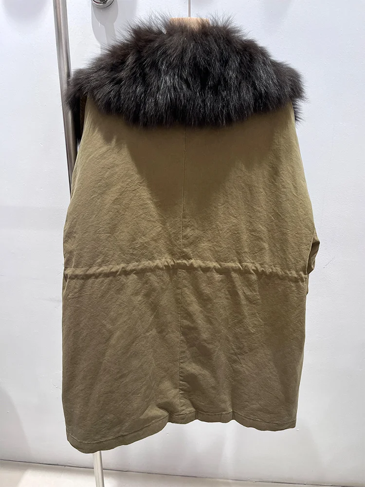 جديد شتاء دافئ لعام 2025 سترات نسائية طبيعية من ريش الإوز معاطف من فرو الثعلب الحقيقي سترات منتفخة ملابس خارجية نسائية سميكة غير رسمية