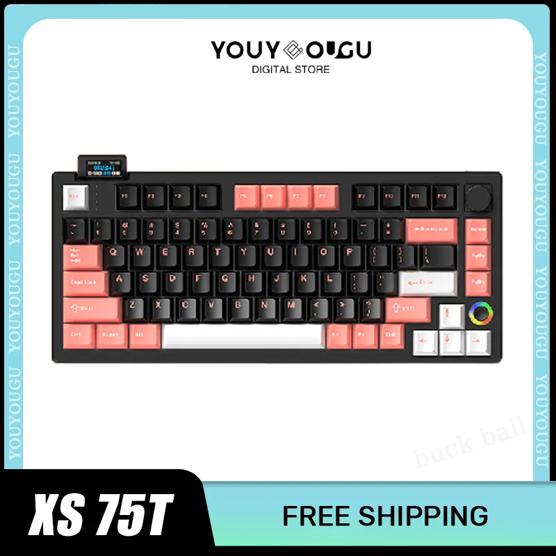 

Hello Ganss XS75T Gamer Mechanical Keyboard 3Mode Keyboard USB 2.4G Wireless keyboard Hot Swap RGB Backlit Gaming Keyboard Gift