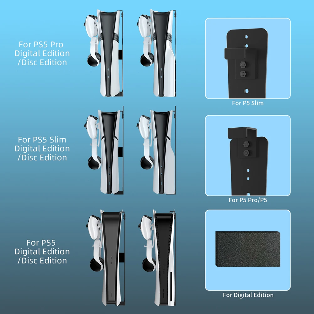 جدار جبل تخزين قوس ل Pro/PS5 سليم/PS5 وحدة التحكم جدار جبل تخزين هوك توفير المساحة غمبد سماعة هوك عرض حامل