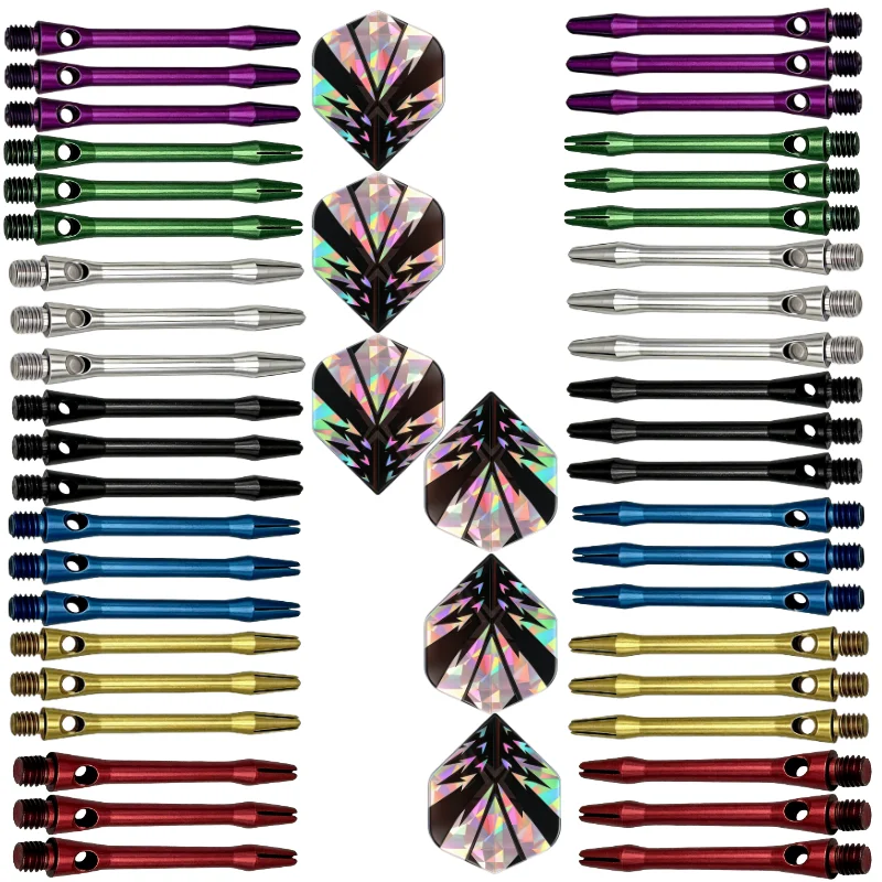 6 laser dart leaves + 6 48MM aluminum rods 2BA threaded dart rod set Aluminum alloy PET dart accessories