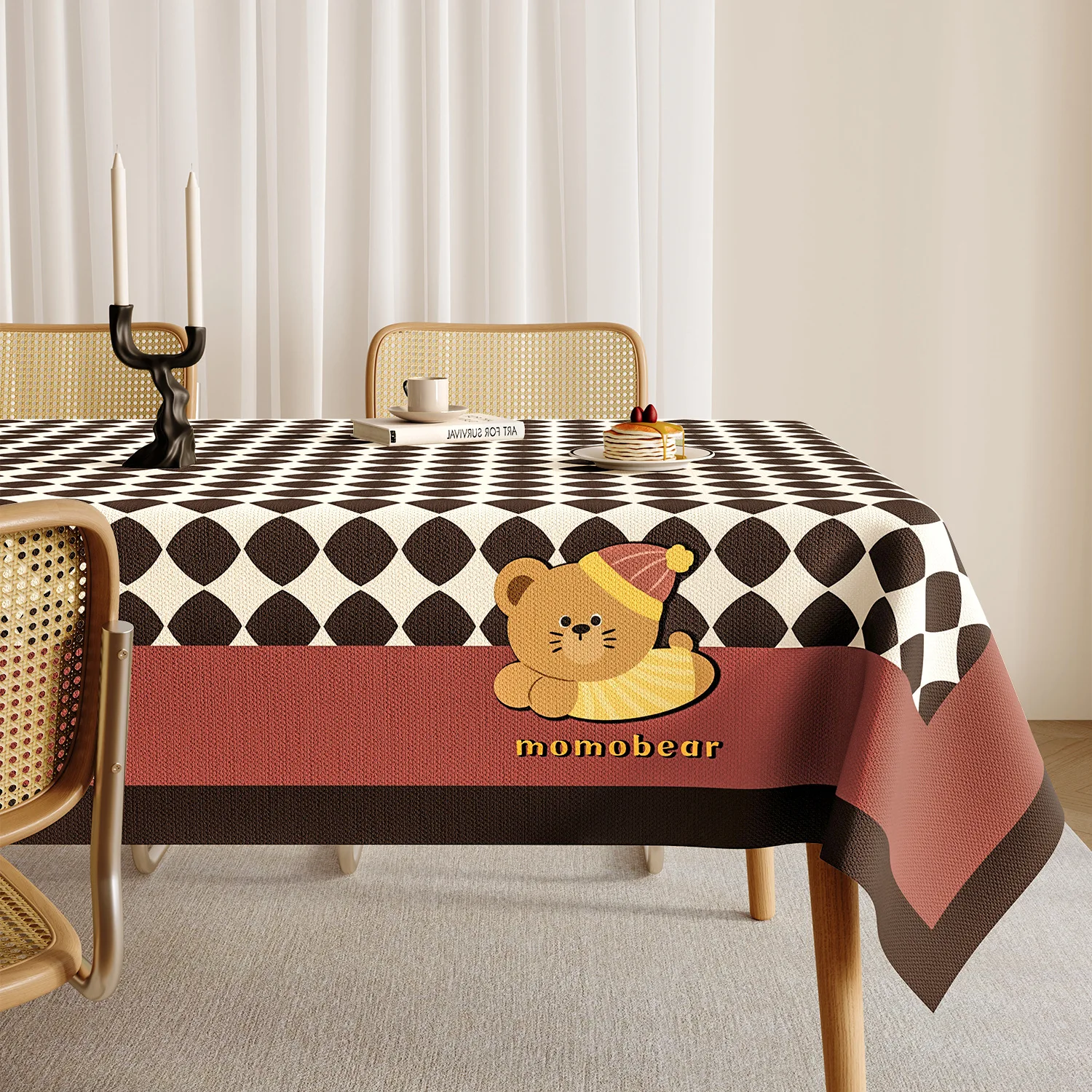 Modern Oilproof Tablecloth,Cartoon Design,Wash-Free PVC Table Cover for Dining Table,Rectangular Tablecloth,Luxury Home Decor