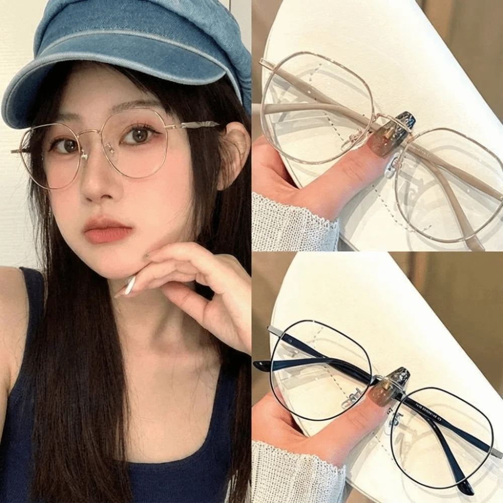 

Flat Mirror Blue Light Blocking Glasses Round Face Blue Light Blocking Eyeglass Frames Lightweight Literary Plain Face