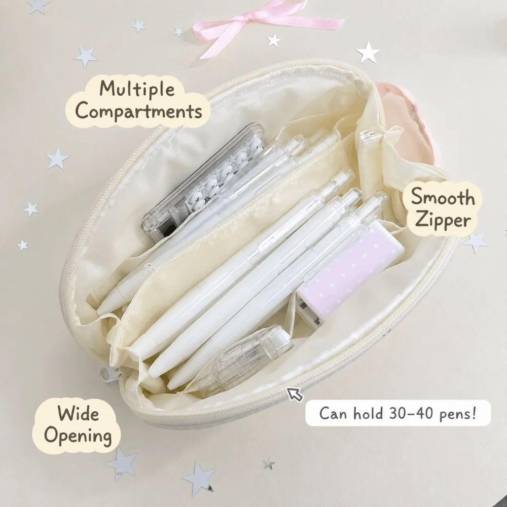 Portable Puppy Print Pencil Case With Handle Large Capacity Stationery Pouch Multi Compartment Shell Shaped Pencil Pouch Gift