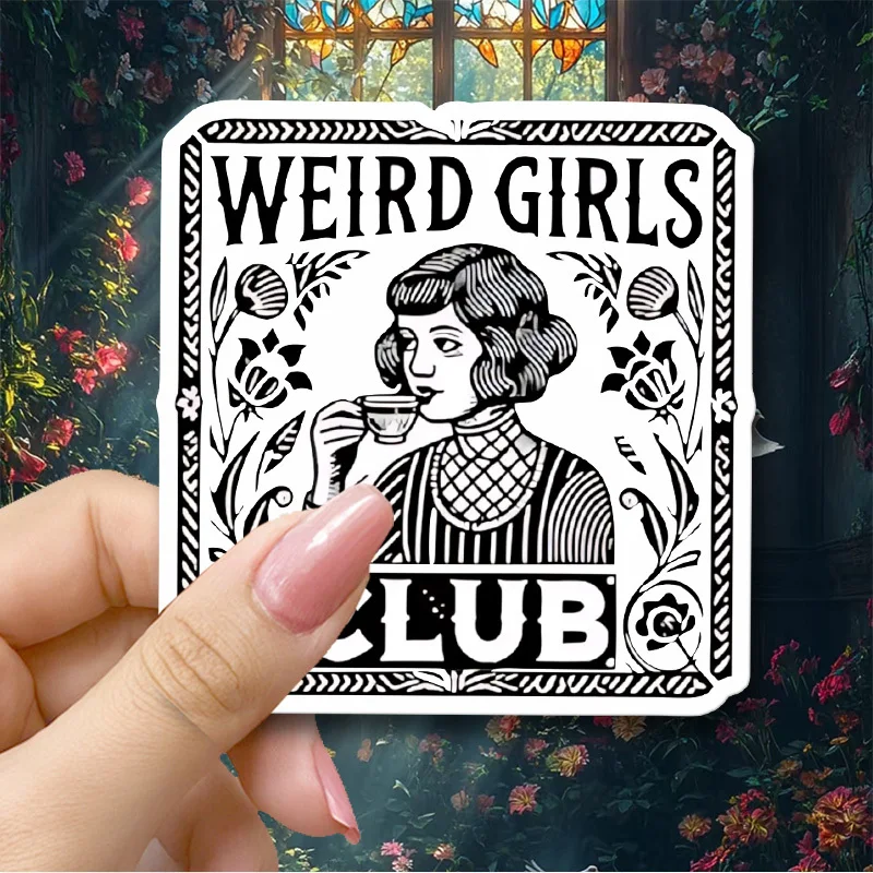 

1Pce Weird Girls Club Film Stickers Durable Weathering Sticker Art Black and White Design Car Deco Stickers Weathering Stickers