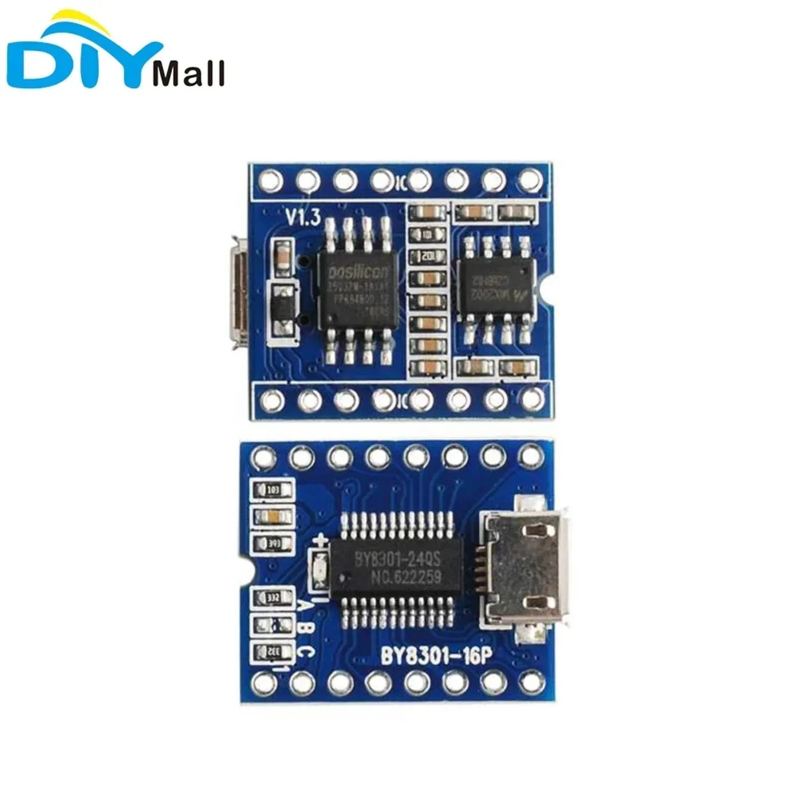 BY8301-16P SSOP2 MP3 Module with SPI Flash, 3W Amplifier & Micro USB for Audio Serial Voice Control