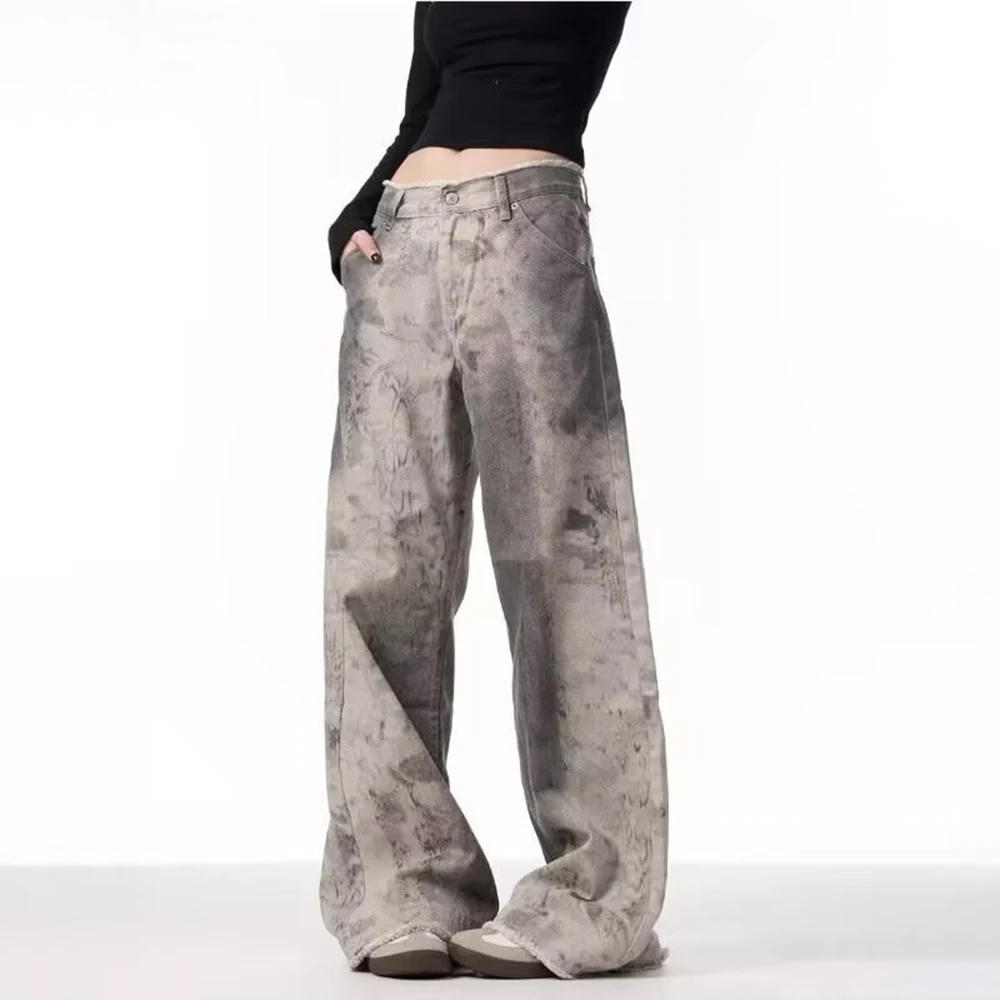 

Summer Men's Y2k Tie-Dye Straight Jeans American Retro Fashion Trend Leisure Street Hip-Hop Loose Niche New Men's Bottoms