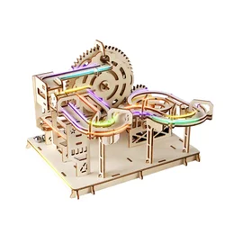 3d Eletric Marble Run Wooden Puzzles Kits Montessori Educational Mechanical Balls Track Builiding Blocks Set for Adults Children
