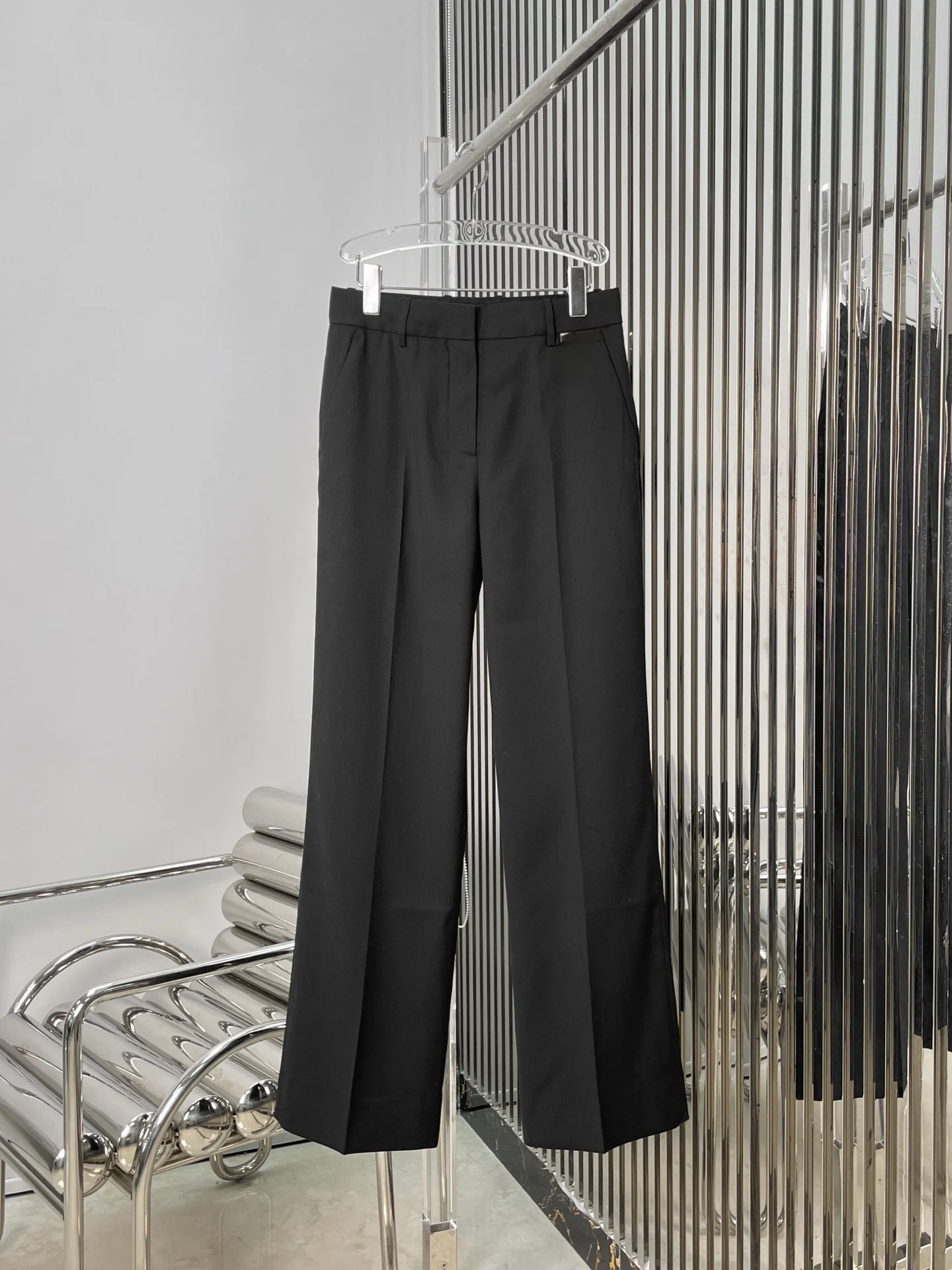 

Slim Fit Woolen Suit Pants for Women High Waist Straight Leg Long Trousers Commute Faionable Micro Flared Pants