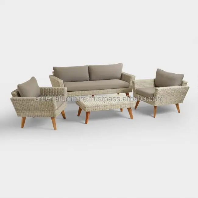 

Hot SalesModern Style Wood And Rattan Garden Furniture Set Chair And Rectangular Table For Outdoor Or Indoor Use For Apartment V