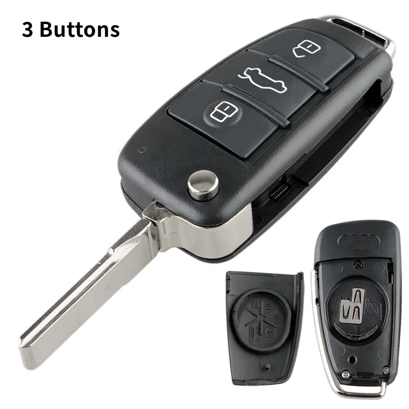 Чехол для автомобильного ключа, сменный 3-кнопочный складной пульт дистанционного управления, чехол для автомобильного ключа, подходит для Audi A2 A3 A4 A6 A6L A8 S5 Q7 TT