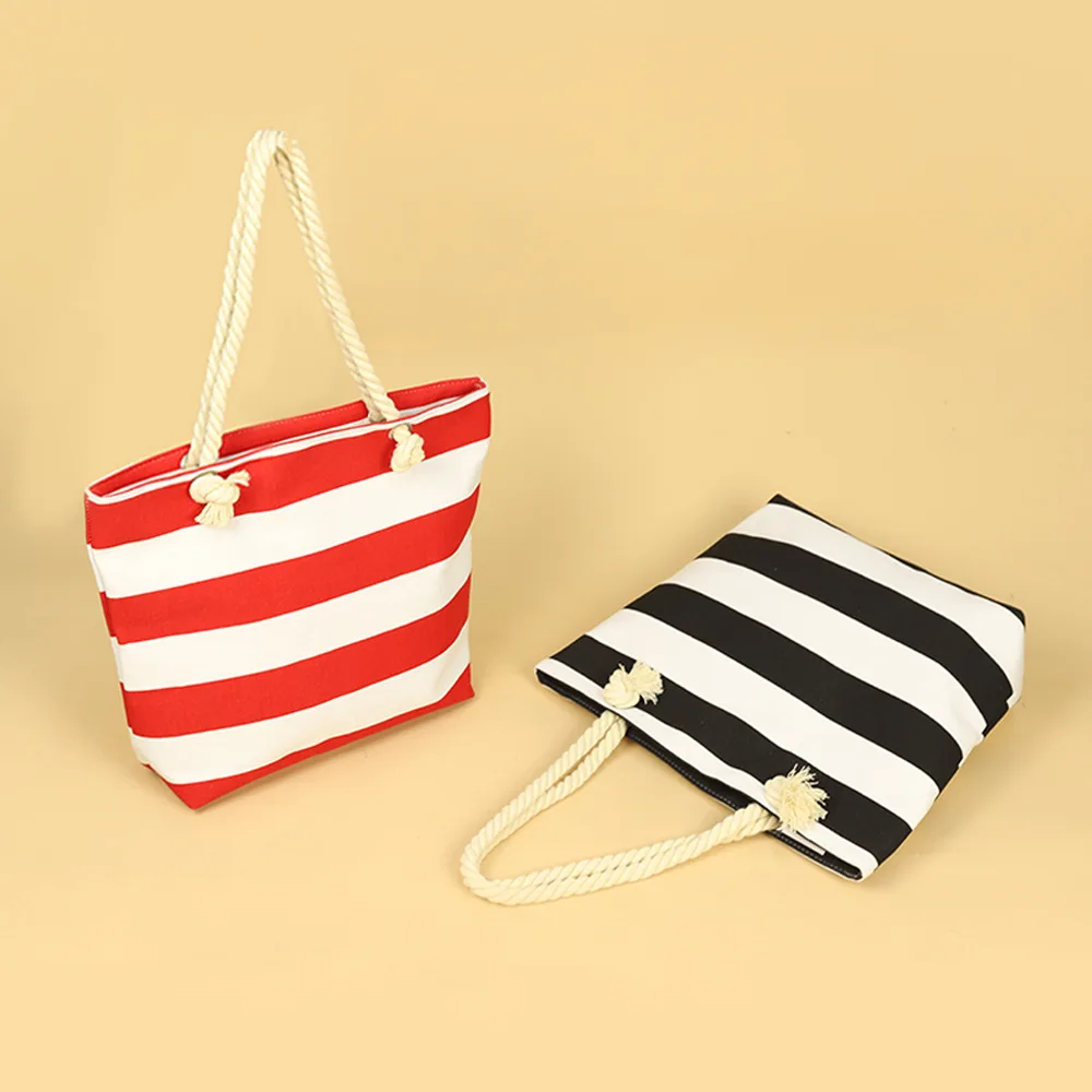 High QualityNew Striped Beach Underarm Single Shoulder Canvas Bags for Women