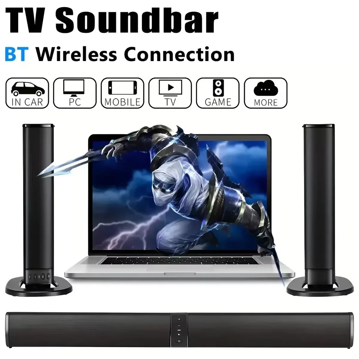 Wireless Bluetooth Speaker Home Theater Stereo Surround Multifunctional Subwoofer Support TV/Computer Foldable Split Soundbar