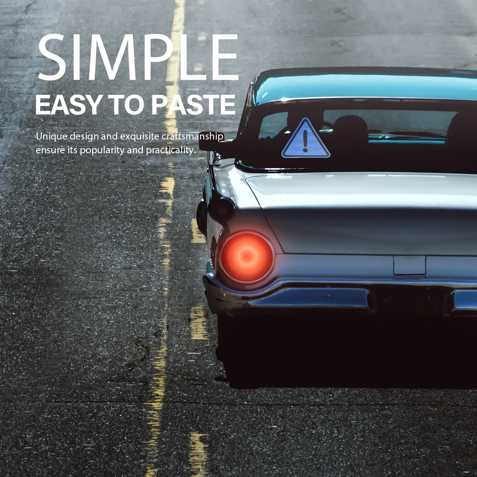 1 مجموعة ملصقات عاكسة مثلث علامات التحذير سلامة السيارة 300 متر الرؤية انعكاس قوي التصميم العملي إشارات المرور