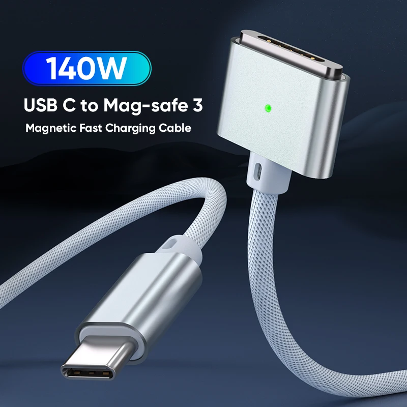 

Магнитный кабель USB C к Mag-safe, 140 Вт, PD3.1, кабель для быстрой зарядки, 2 м, подходит для кабеля для передачи данных ноутбука Apple 140 Вт