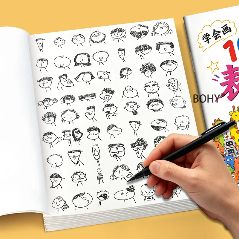 1 Large-sized Emoticon Painting and Coloring Book, Include 40 Pages of Exquisite Themed Sketches, Adult Decompression Graffiti