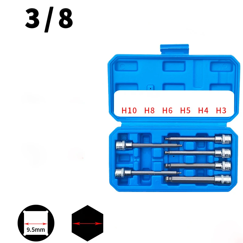 

6pc 3/8 Inch Drive ball head Hex Bit 110mm Sockets Set Metric Screwdriver Bits Sockets Hand Tools Socket Joint Hexagonal H3-H10