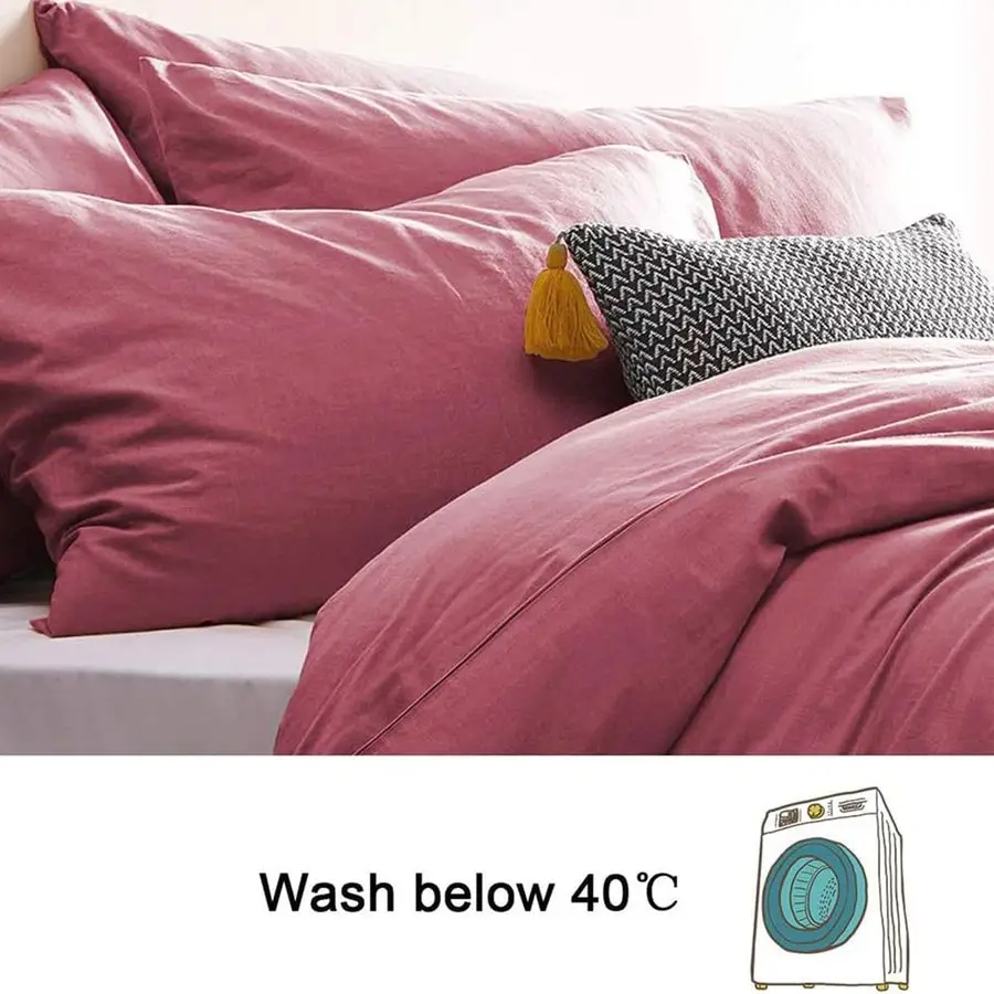 

Pink Duvet Cover Queen Size 3 Pcs Rose Red Mauve Duvet Cover Set Soft Microfiber Minimalist Style Solid Color Comforter Cover wi