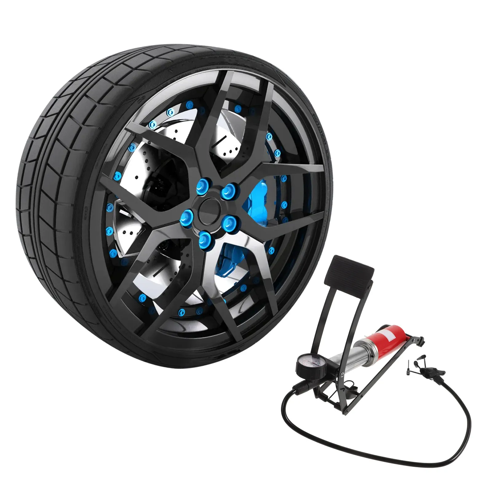 1Pcs Heavy-Duty Foot Pump with Pressure Gauge for Car Motorcycle Bike Tires Inflatable Beds Boats Balls Tire Floor Pump