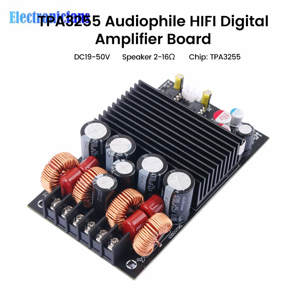 DC19-50V 300W+300W Amplifier Module TPA3255 Chip 2.0 Channel with Treble and Bass Adjustment