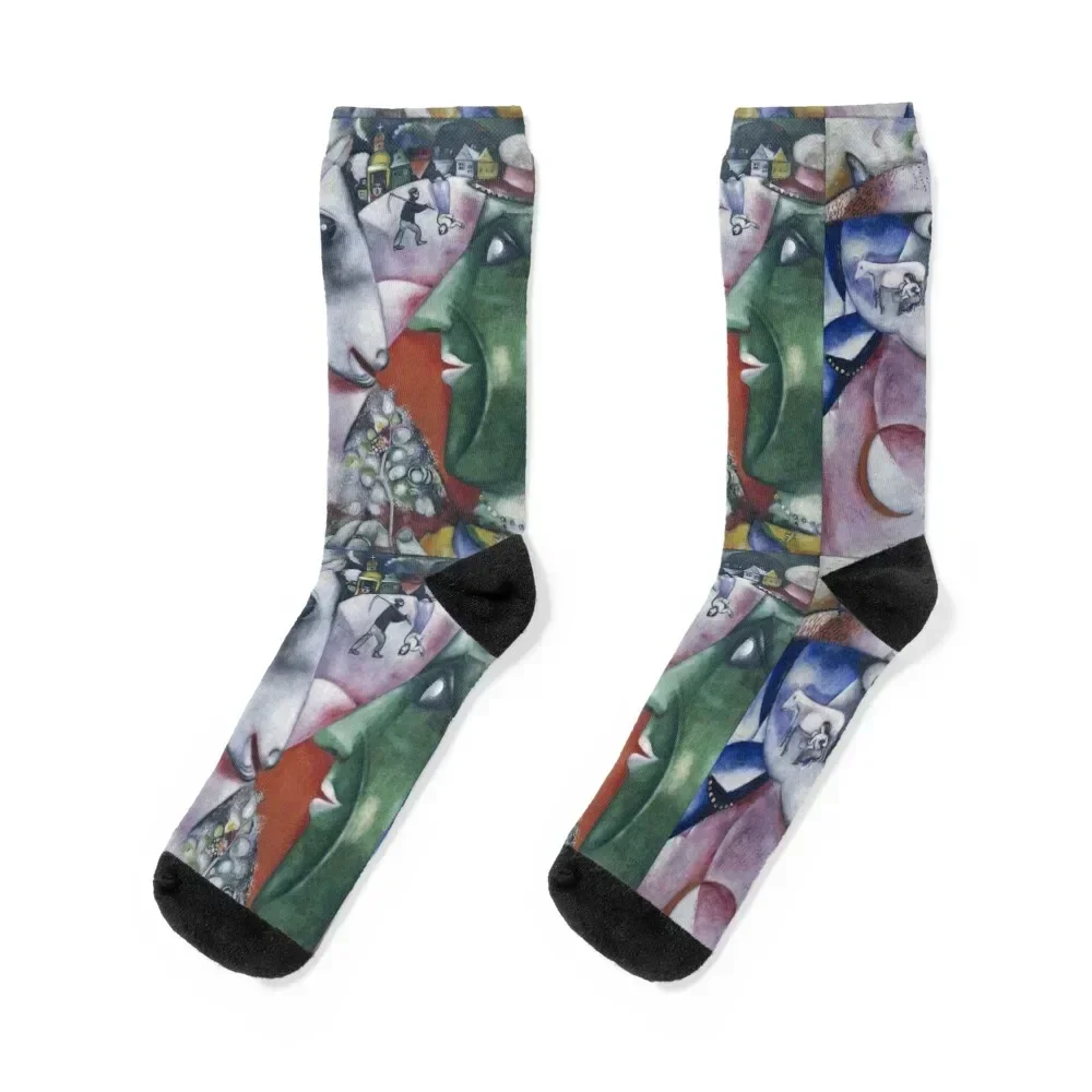 

Marc Chagall i and the Village Socks cycling retro floor Climbing Socks Women Men's