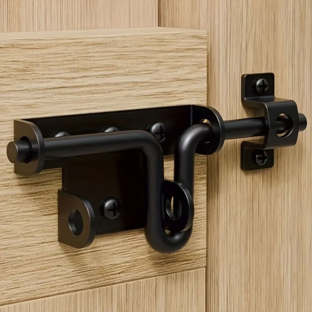Stainless Steel Security Door Lock Black Finish Keyhole Design Plug Tenon Easy To Install No Battery Required Garden Gate Lock