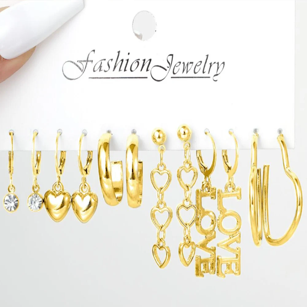 Set di orecchini pendenti a forma di cuore color argento vintage alla moda per donne adolescenti semplici orecchini pendenti con lettera d\'AMORE Y2K