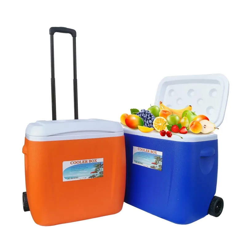Wheeled outdoor refrigerator tie rod refrigerator takeaway outdoor plastic ice bucket thermal insulation fresh-keeping box