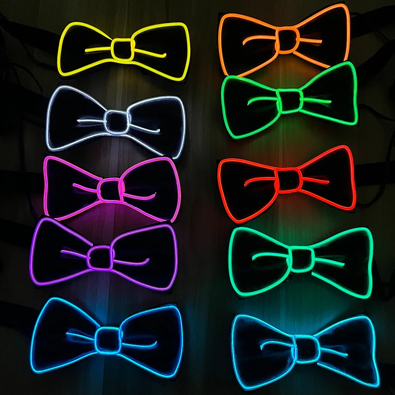 Creative Fluorescent LED Bow Tie Light Up Gentleman Tie Bar Club Props Neon Glowing Dance Masquerade Mens Bow Tie Costume