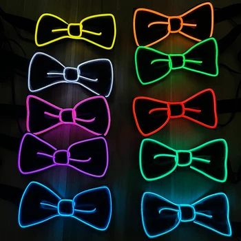 Creative Fluorescent LED Bow Tie Light Up สุภาพบุรุษ Tie Bar Club Props นีออนเรืองแสงเต้นรํา Masquerade Mens Bow Tie เครื่องแต่งกาย