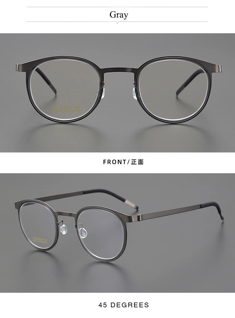 Bclear ultraleichte reine Titan Retro Männer Frauen Brille Rahmen Brillen runde Brillen Myopie verschreibung pflicht ige Brille Mode – Detail 9