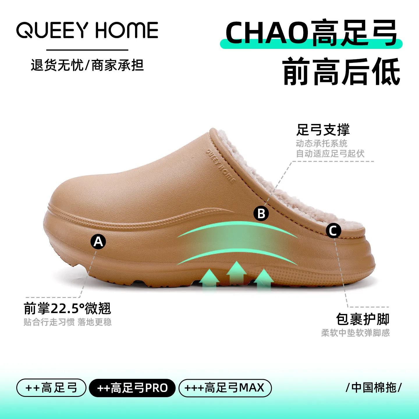 Cotton slippers women's 2026 new winter indoor arch support thick bottom arch support cotton mop