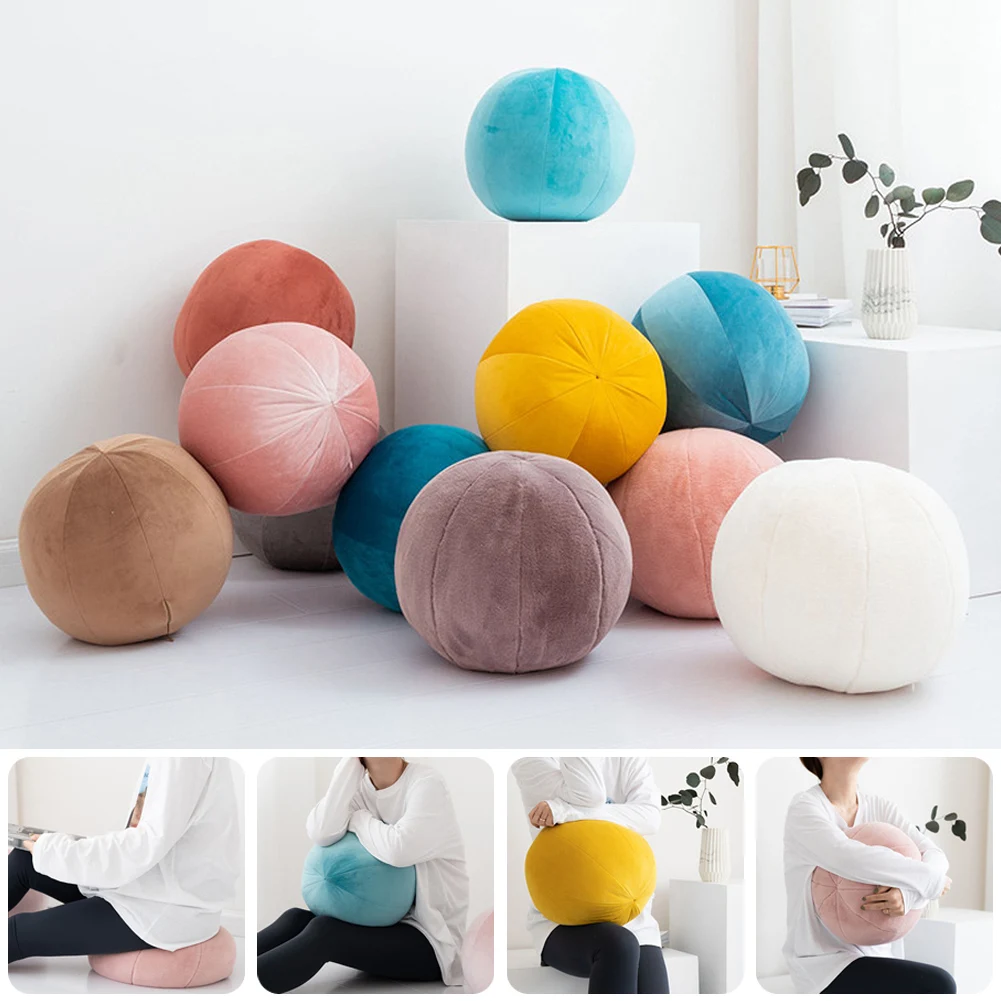 Nordic Style Velvet Round Cushion Morning Ball Home Decorative Cushion Sofa Art Ball Room Salon Gallery Floor Pillow Futon