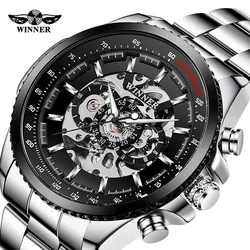 Winner Watch Men Skeleton Watches Full Stainless Steel Automatic Mechanical Sport Business Wrist Watches Men Relogio Masculino