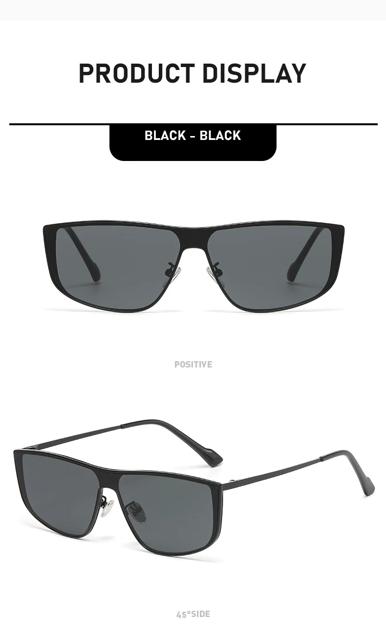 Einteilige Sonnenbrille mit Metallrahmen, modische und hochwertige Sonnenbrille für quadratische und runde Gesichter für Damen und Herren 2507 – Detail 10