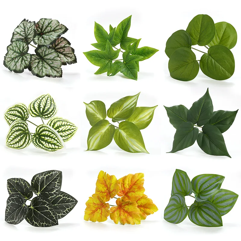 Artificial Plant Wedding Floral Simulation Green Plants Turtle Back Begonia Leaf Fake Flower Bedroom Decoration Plastic Leaves