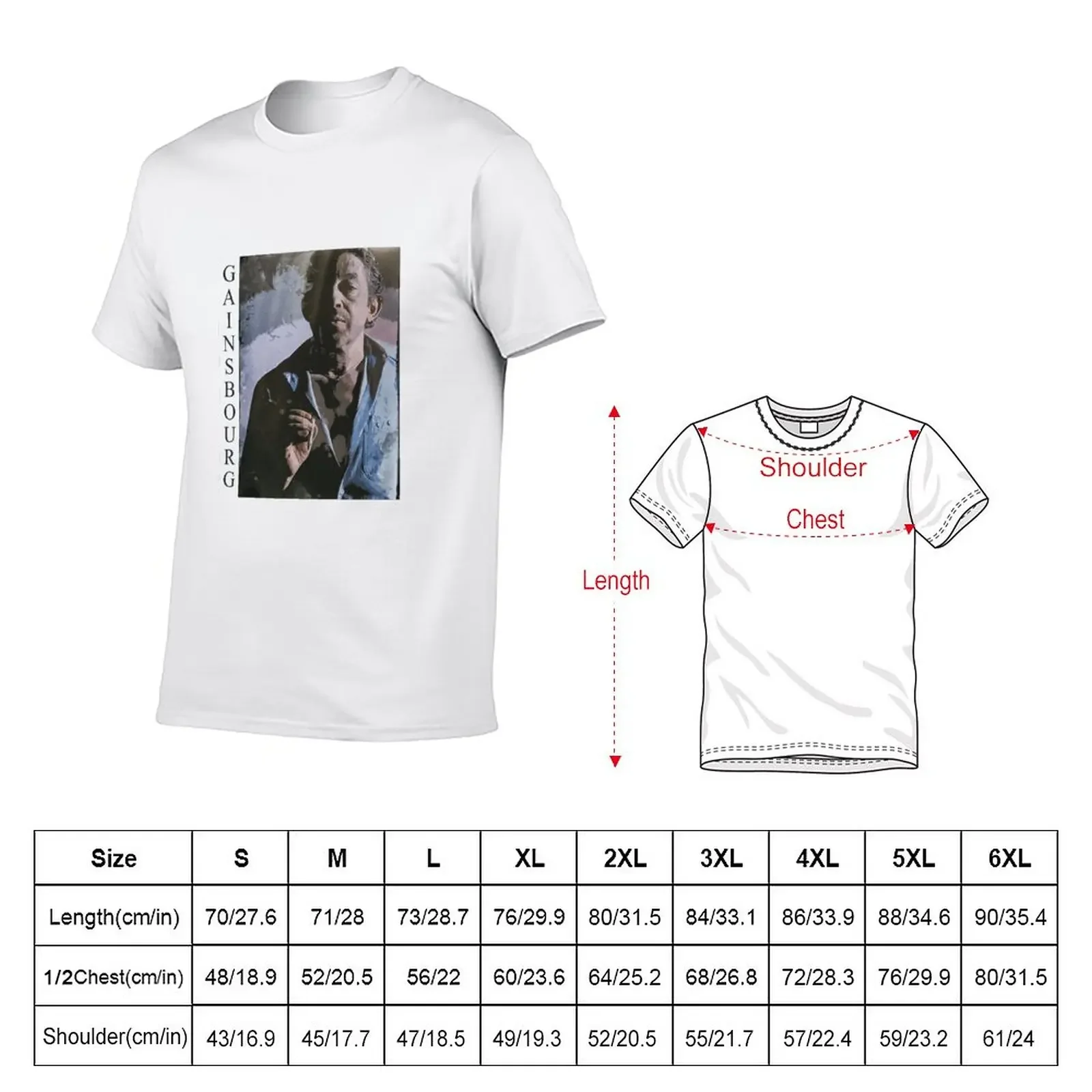 Serge Gainsbourg art portrait T-Shirt summer top customs designer t shirt men