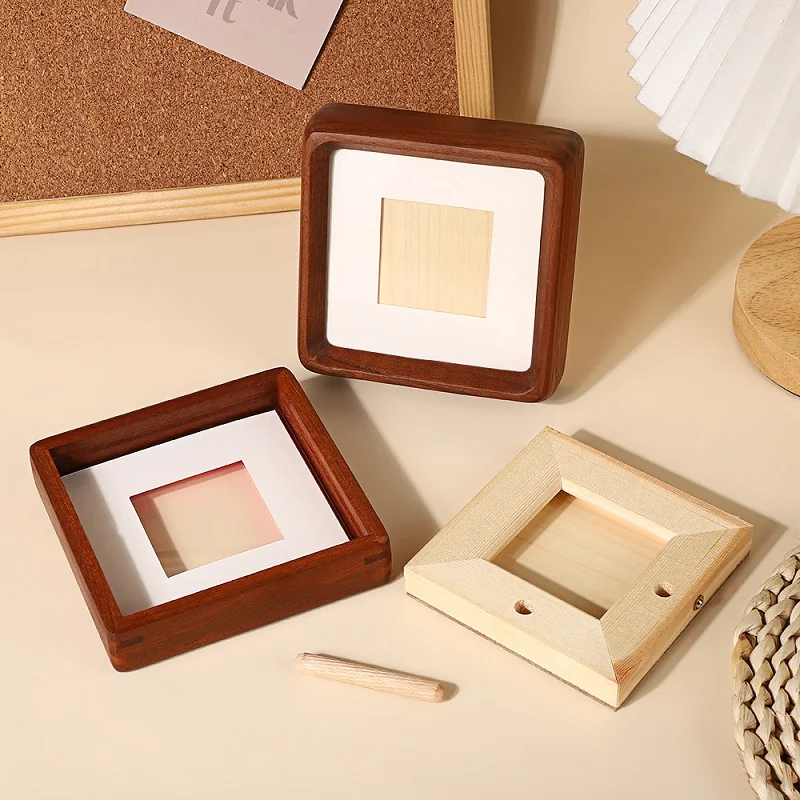 Mini Square Rounded Corner Solid Wood Photo Frame - Black Walnut Display Frame Wall Hanging Picture Frame Home Decor