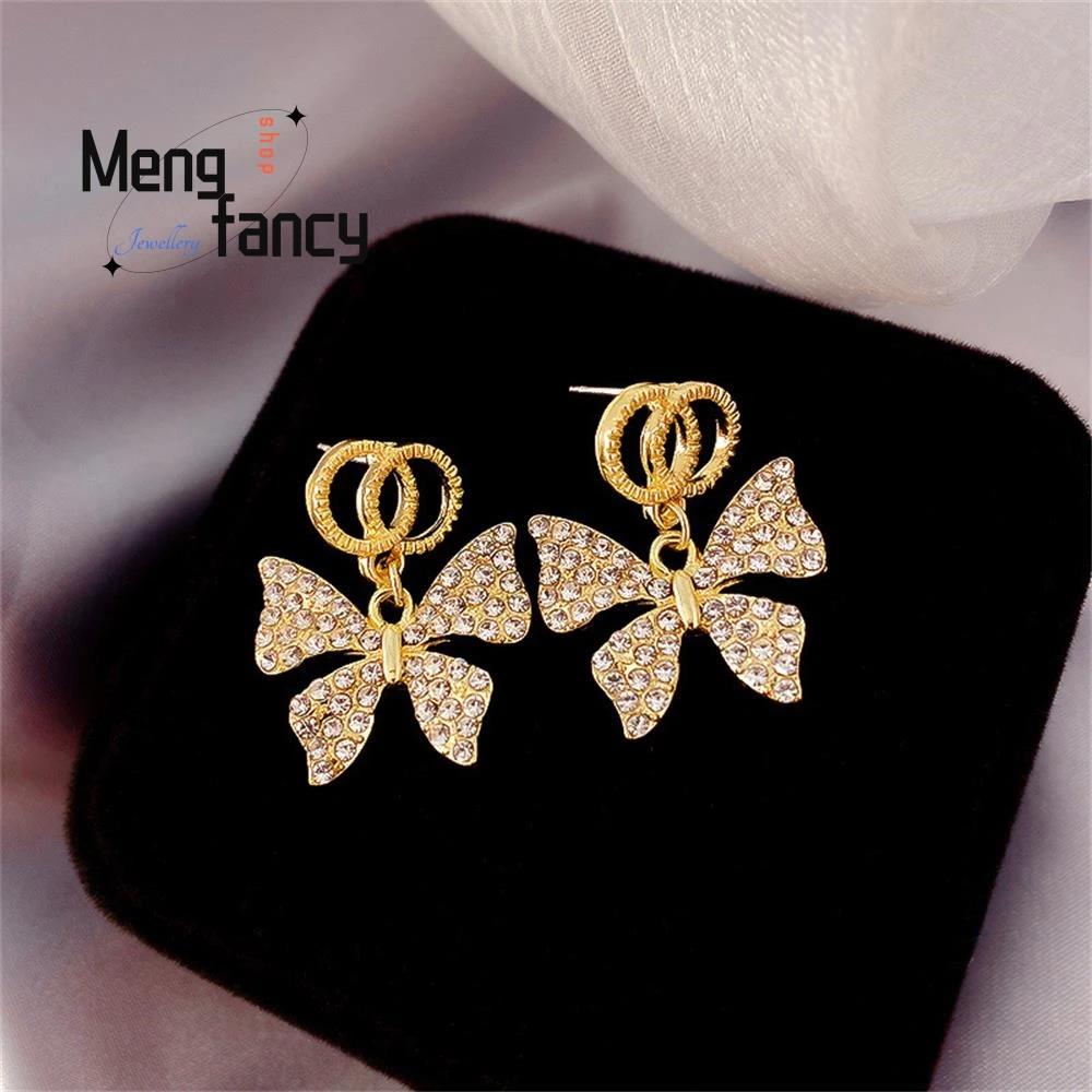 S925 Silver Double Loop Butterfly Earrings Retro Simple Exquisite Sexy Young Girls Personalized Fashion Jewelry Holiday Gifts