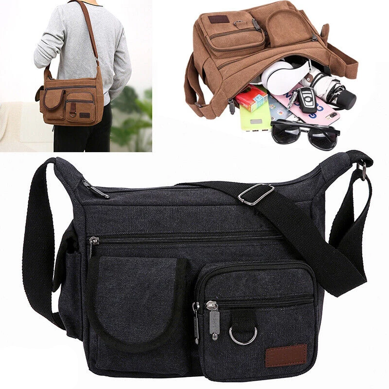 

Canvas Messenger Bag for Men Vintage Water Resistant Waxed Crossbody Bags Briefcase Padded Shoulder Bag for Male Handbag Satchel