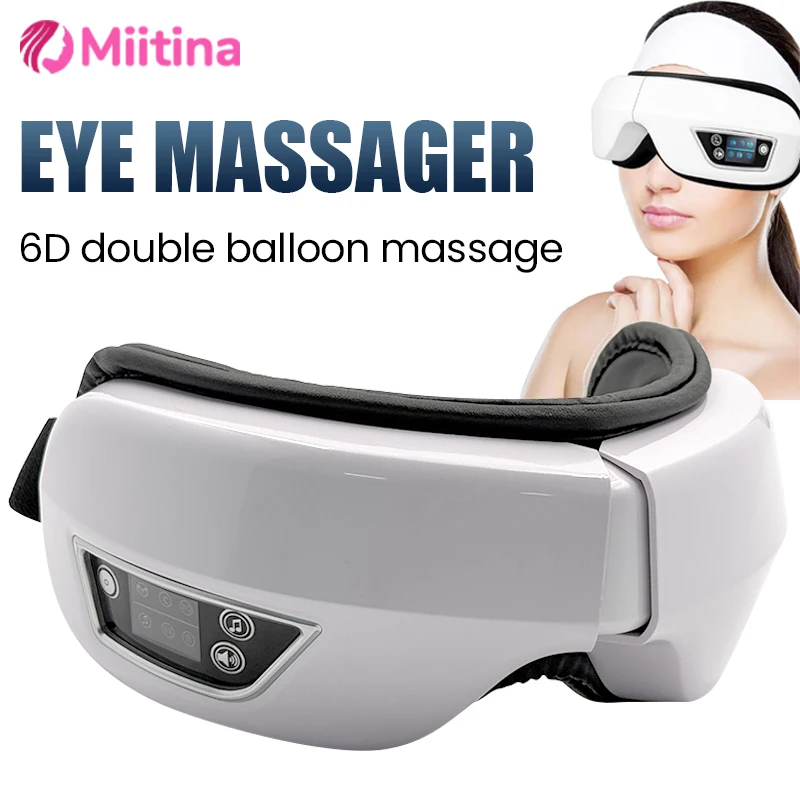 

6D Eye Massager Smart Airbag Vibration Bluetooth Music Eye Care Instrument Hot Compress Eyes Massage Glasses Fatigue Pouch Care