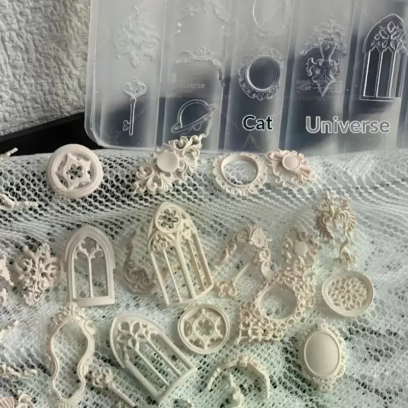 3D Silicone Nail Art Mold European Style Retro Patterns Candlestick Candle Design Decor DIY Transparent Manicure Template