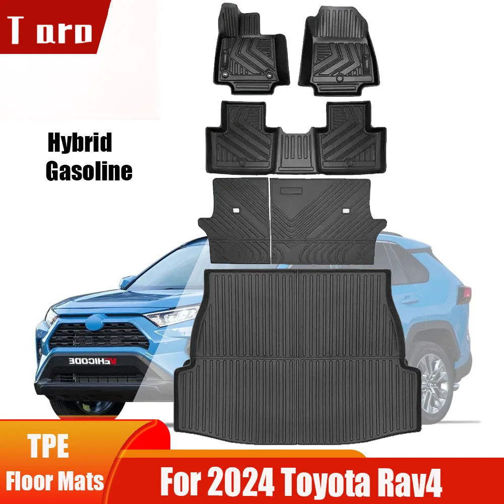 Car Floor Mats For Toyota Rav4 2024 2023 2022 2021 2020, All-Weather Waterproof Anti Resistant Trunk Backrest Mats Protector