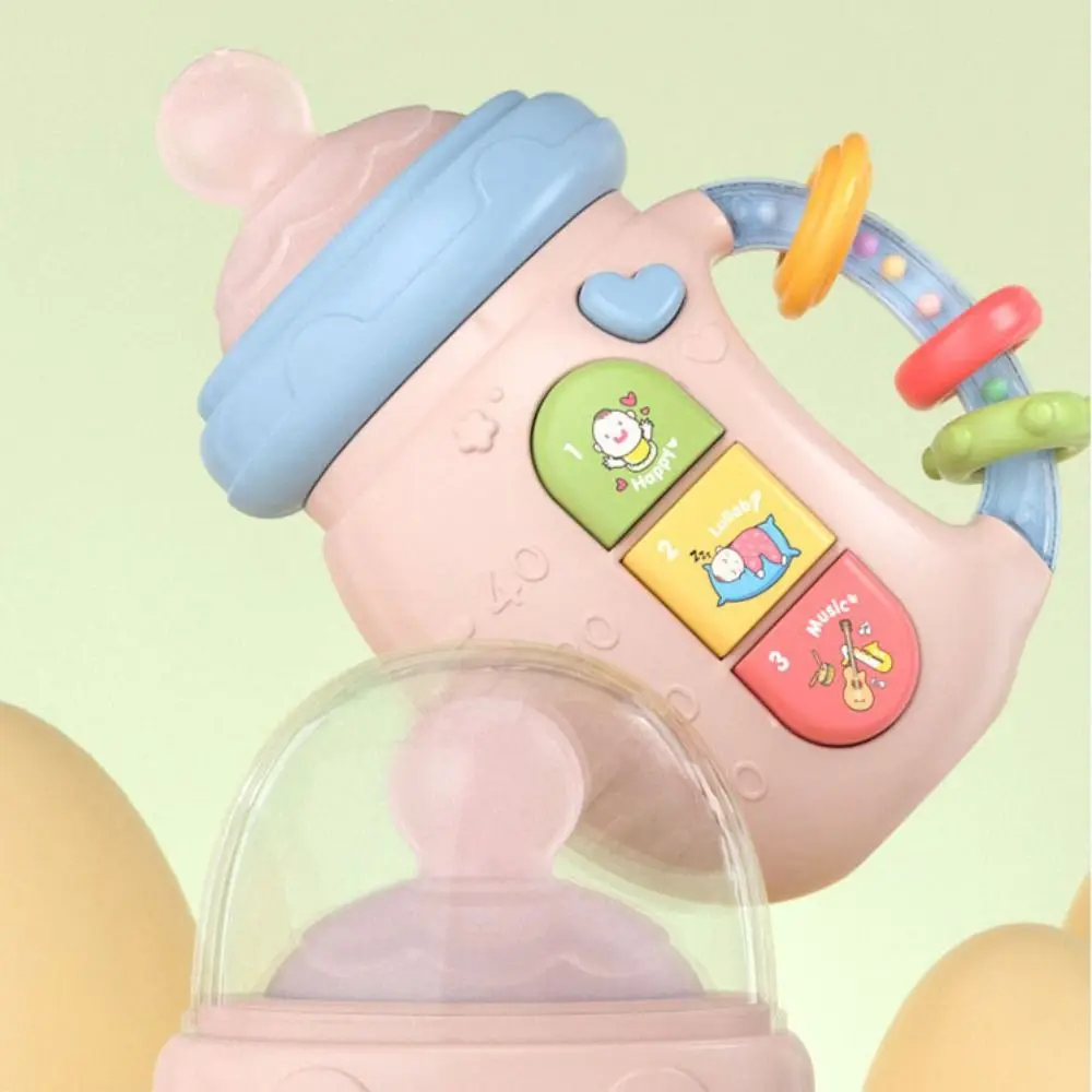 Newborn Baby Bottle Toy Soft Teether Rattles Mobile Toddler Toys Educational Soothing Vocal Music Electric Comfort Bottle