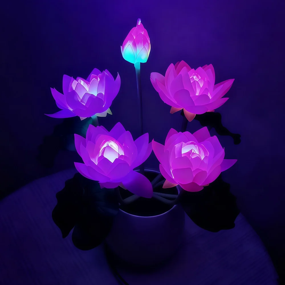 LED لوتس شمعة مصباح البوذية يقدم ضوء دخاني ليلة أبدية مصباح مكتب مصباح لديكور المنزل والمهرجان